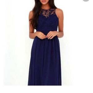 Maniju Navy Lace Maxi Dress